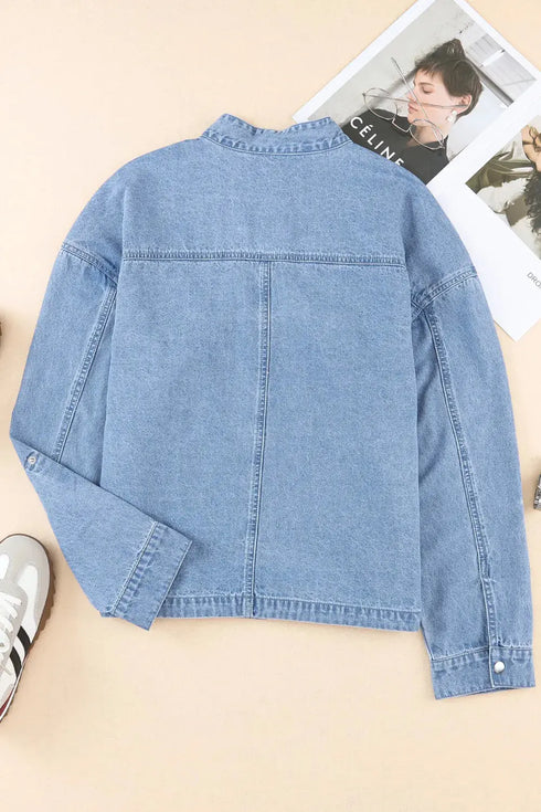 'Sable' Snap Down Denim Jacket - Celes Fashion